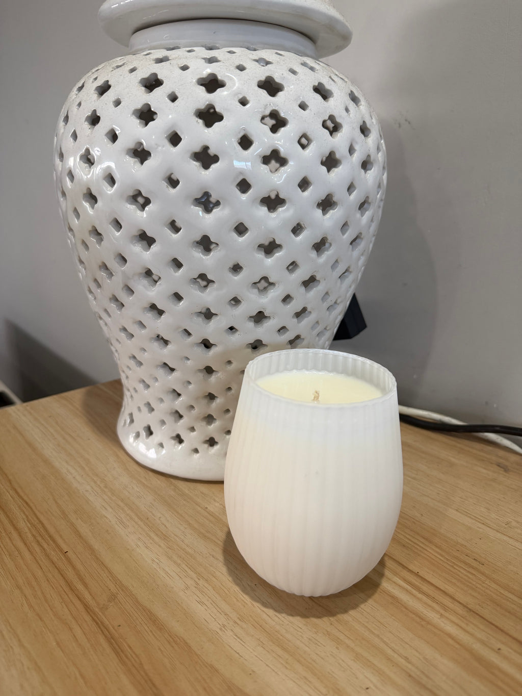 Ribbed Candle Matte White