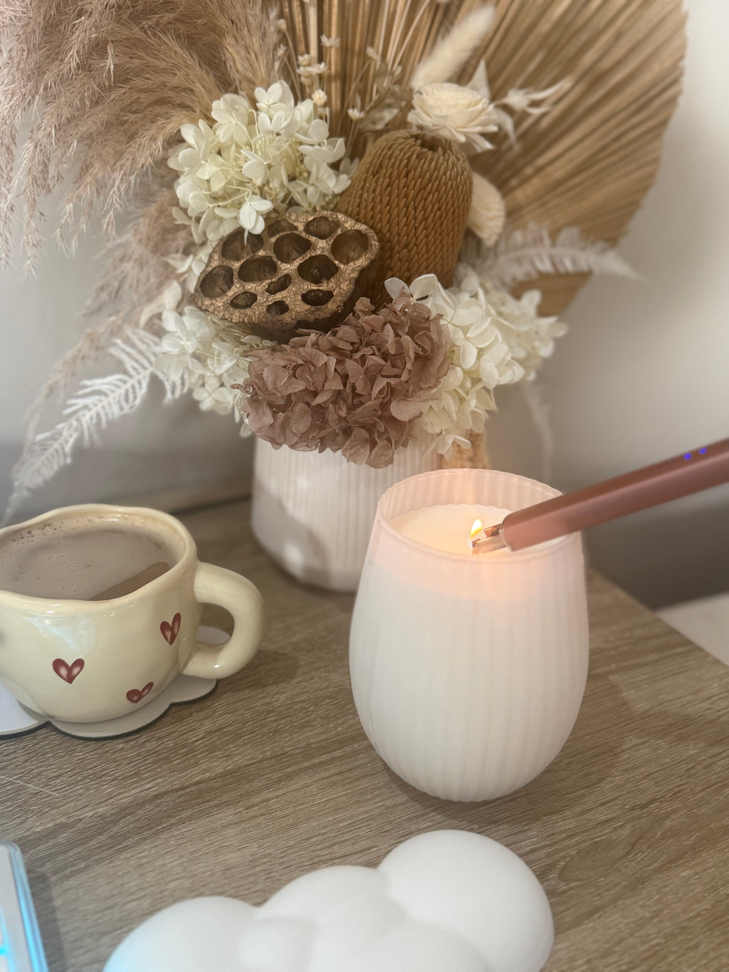 Ribbed Candle Matte White